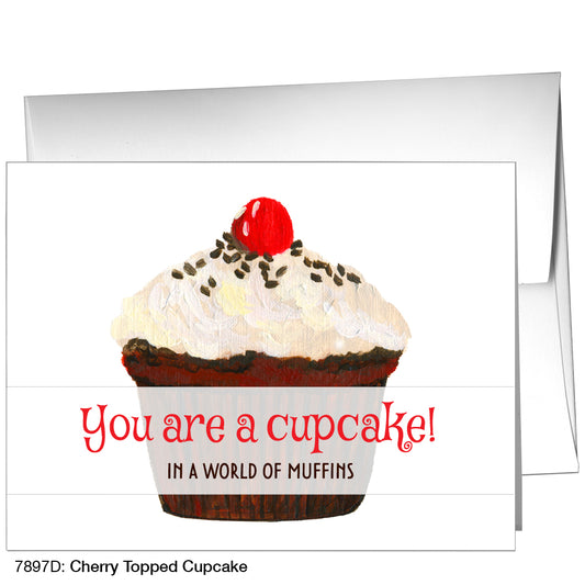 Cherry Topped Cupcake, Greeting Card (7897D)