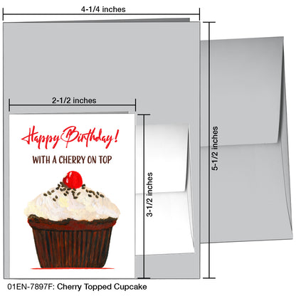 Cherry Topped Cupcake, Greeting Card (7897F)