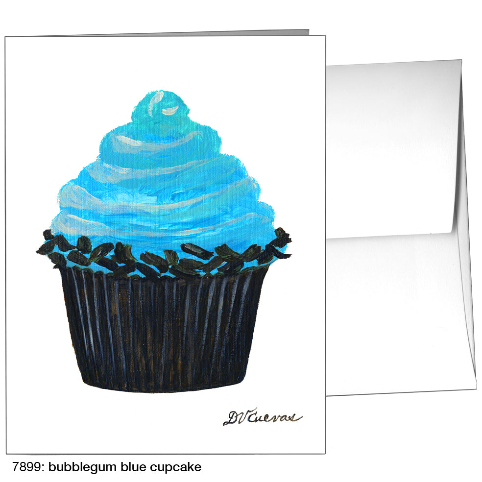 Bubblegum Blue Cupcake, Greeting Card (7899)