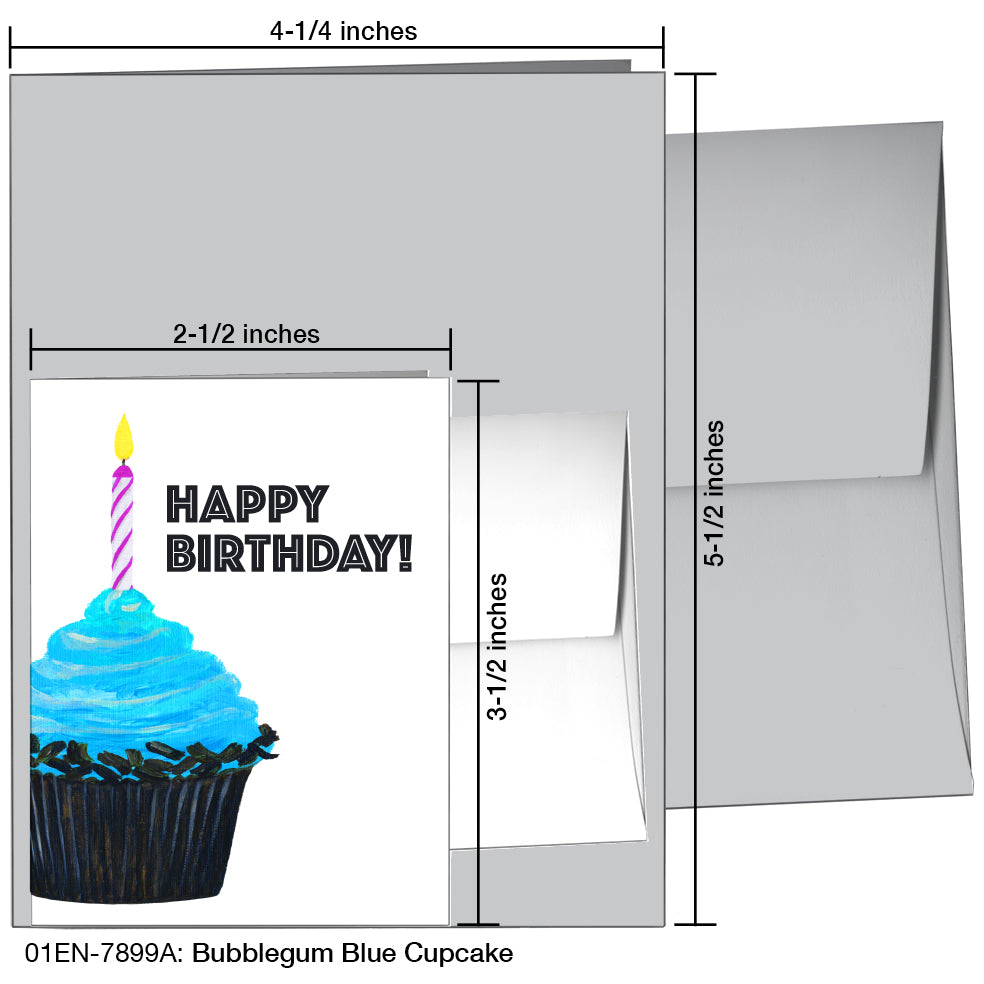 Bubblegum Blue Cupcake, Greeting Card (7899A)