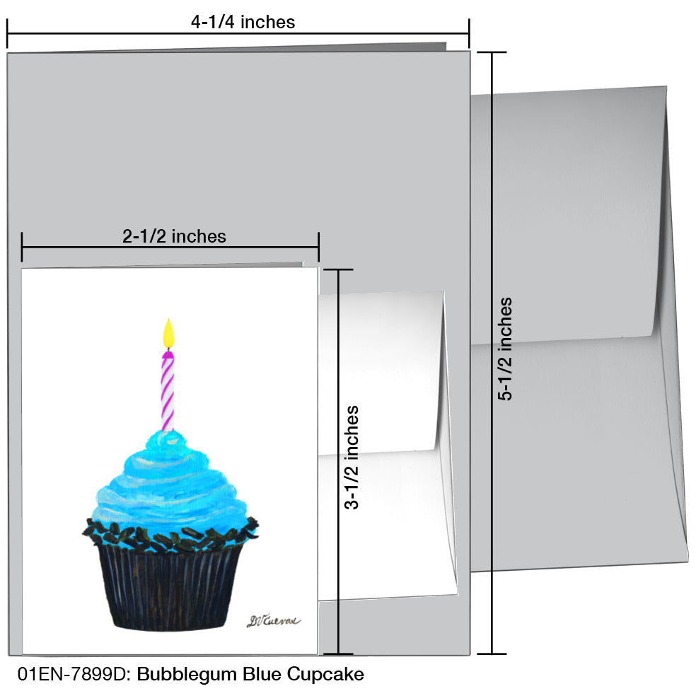 Bubblegum Blue Cupcake, Greeting Card (7899D)
