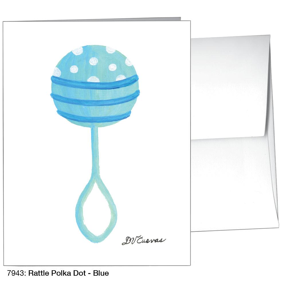 Rattle Polka Dot - Blue, Greeting Card (7943)