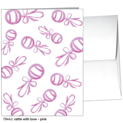 Rattle With Bow - Pink, Greeting Card (8695J)