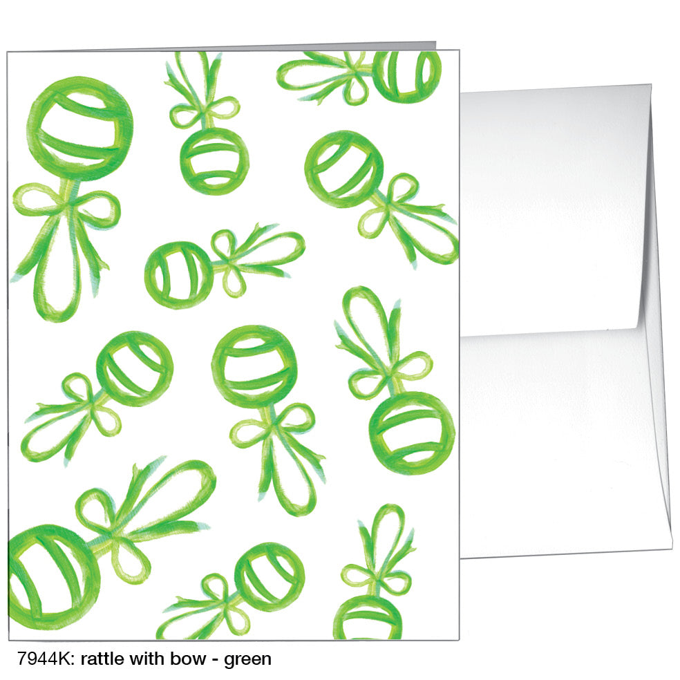 Rattle With Bow - Green, Greeting Card (8694K)