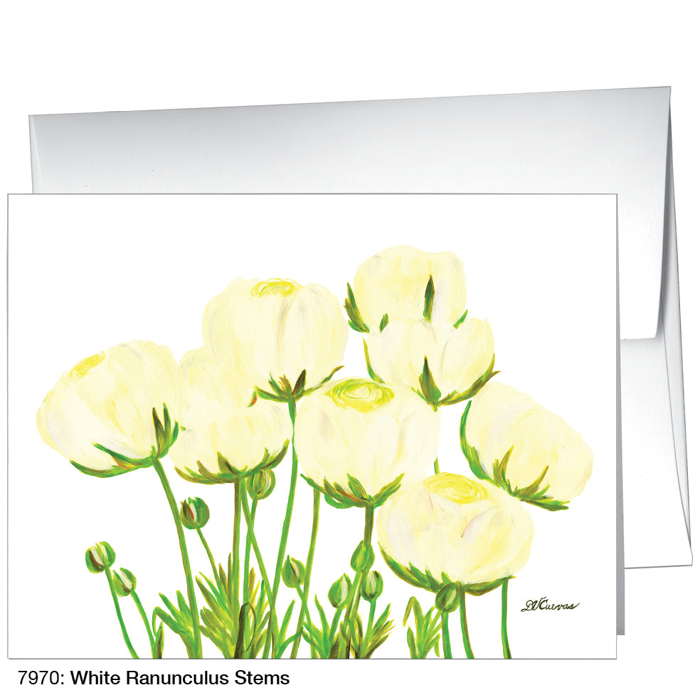 White Ranunculus Stems, Greeting Card (7970)