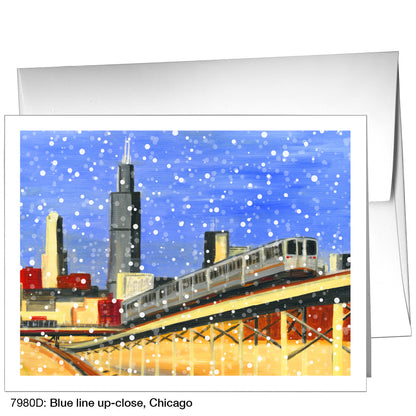 Blue Line Up-Close, Chicago, Greeting Card (7980D)