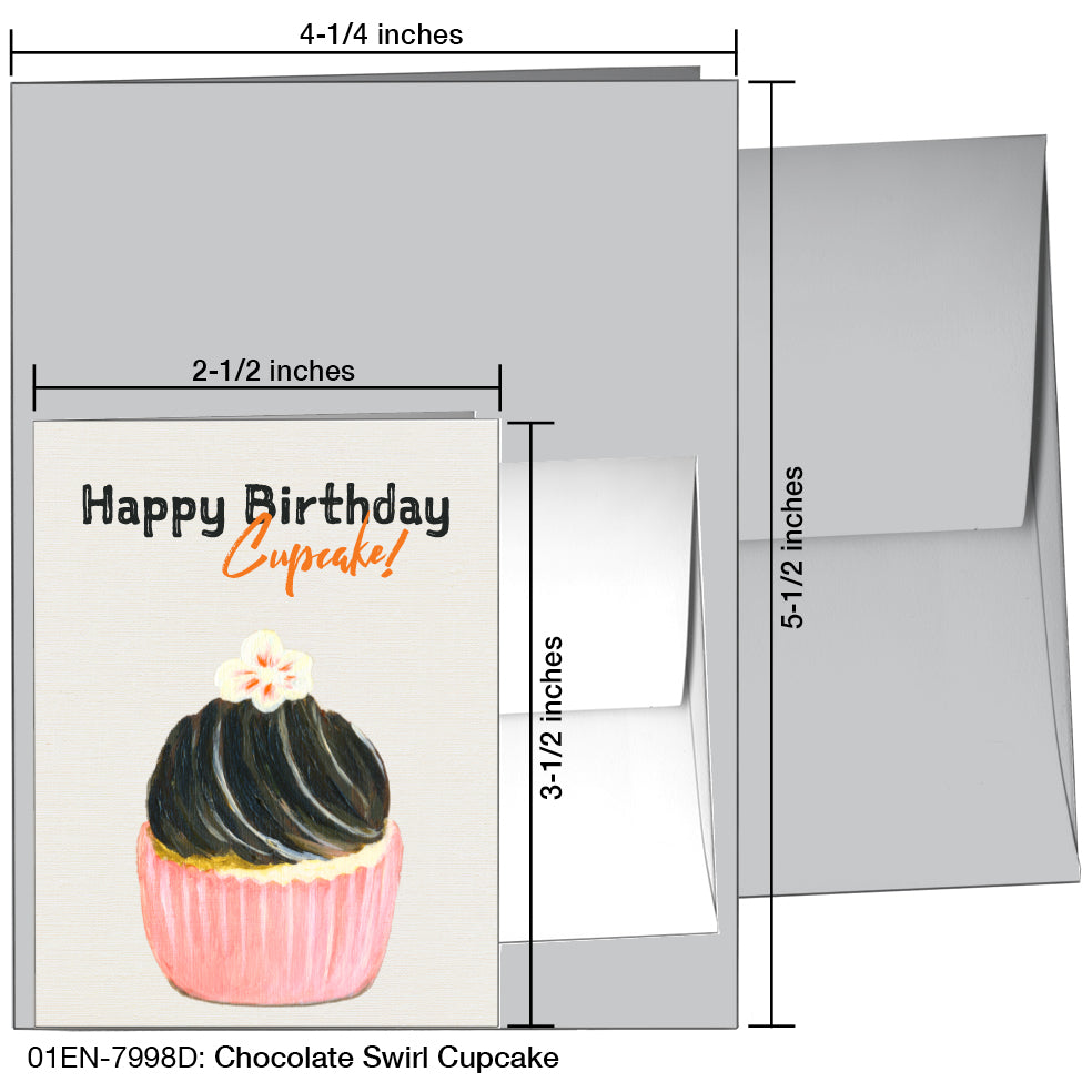 Chocolate Swirl Cupcake, Greeting Card (7998D)