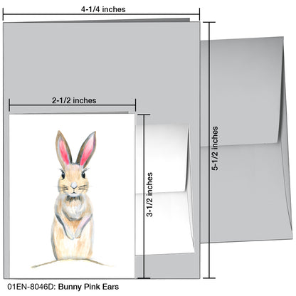 Bunny Pink Ears, Greeting Card (8046D)