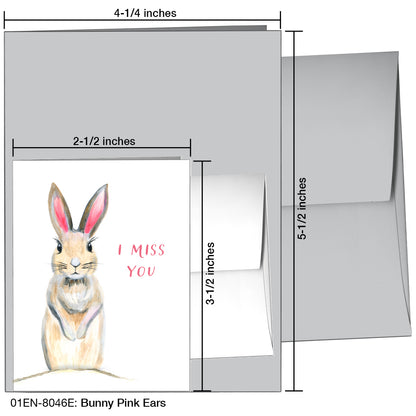 Bunny Pink Ears, Greeting Card (8046E)