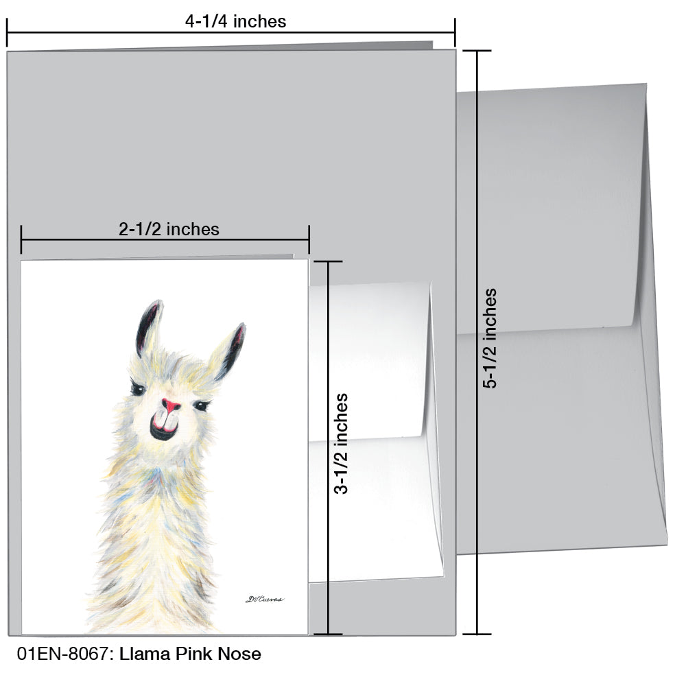Llama Pink Nose, Greeting Card (8067)