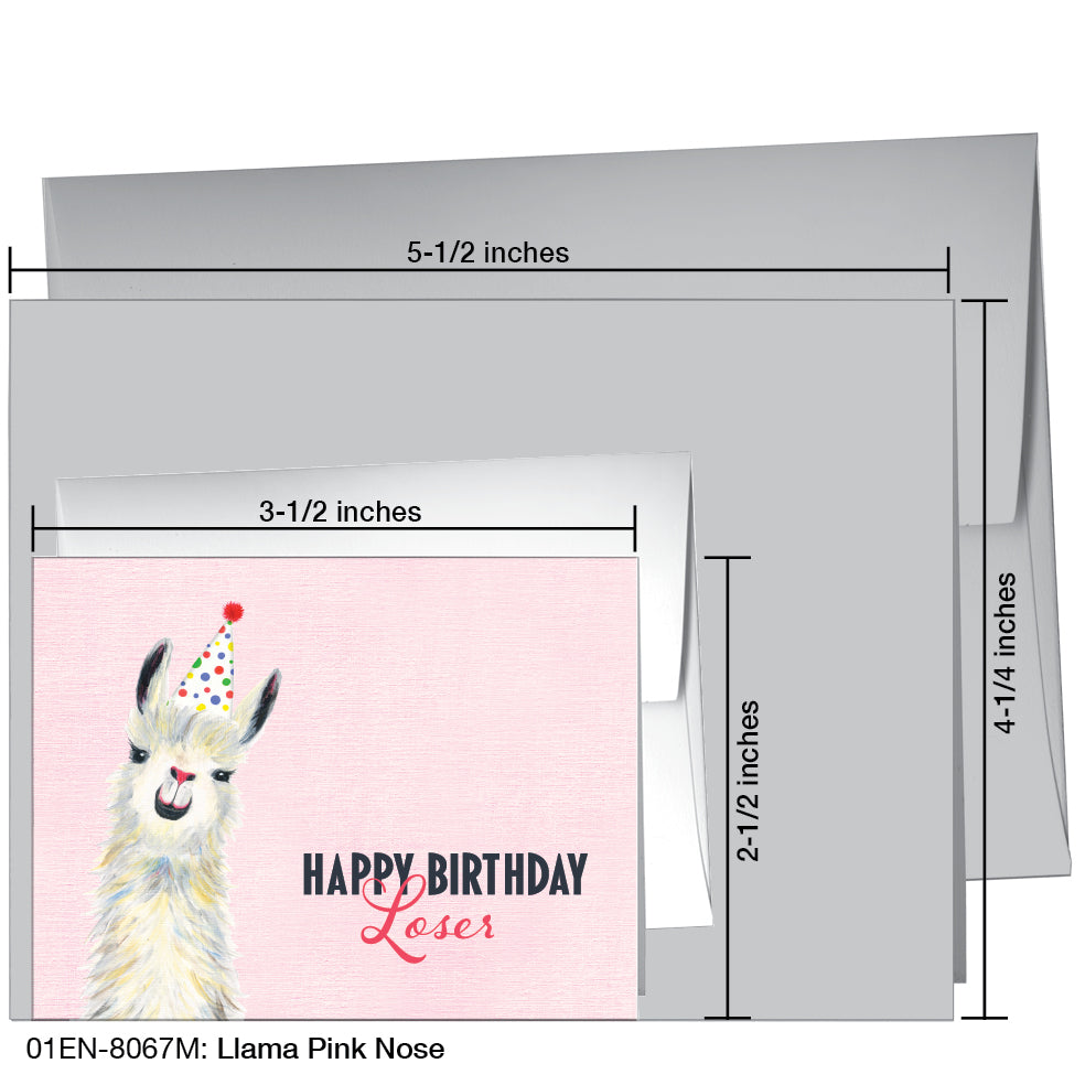 Llama Pink Nose, Greeting Card (8067M)