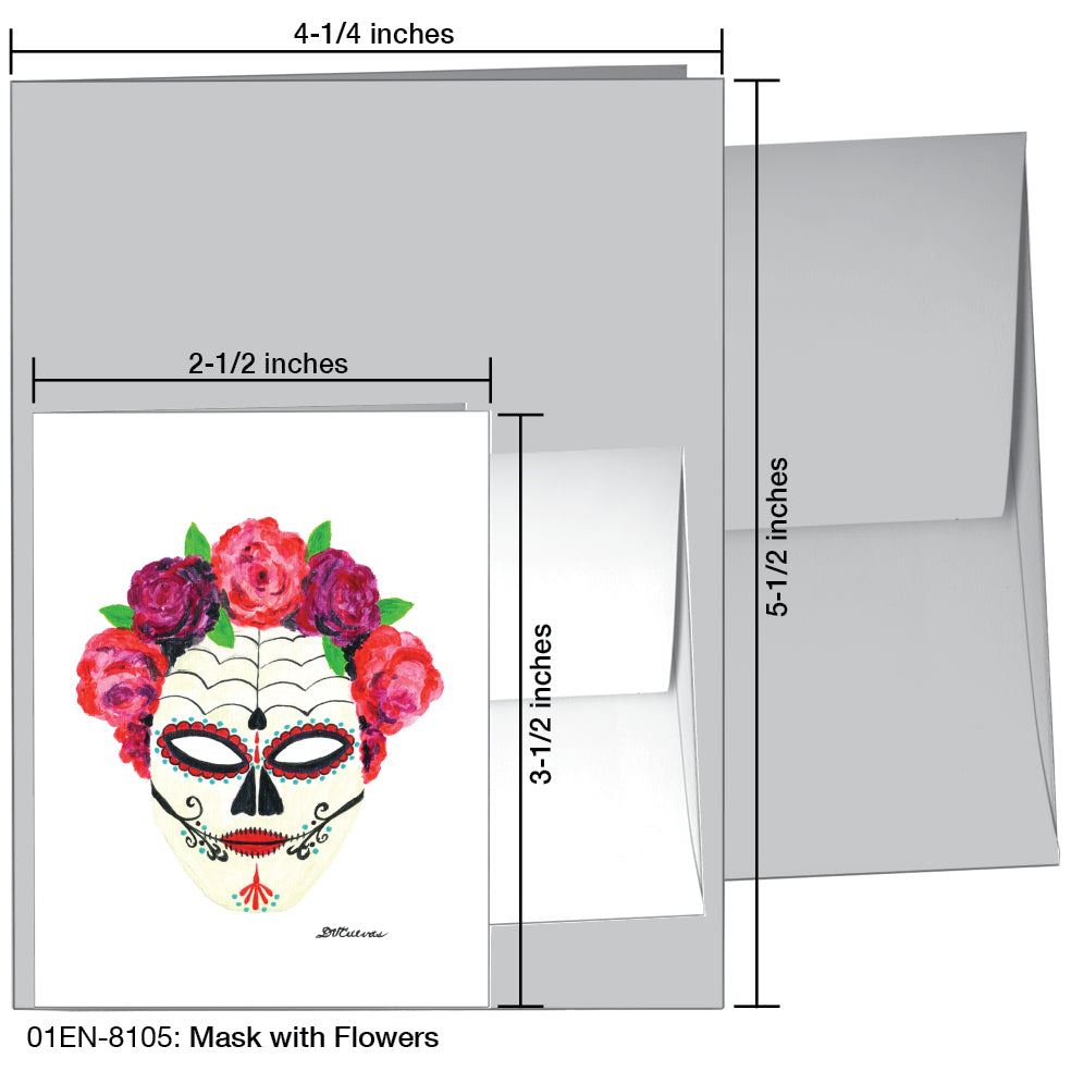 Mask With Flowers, Greeting Card (8105)