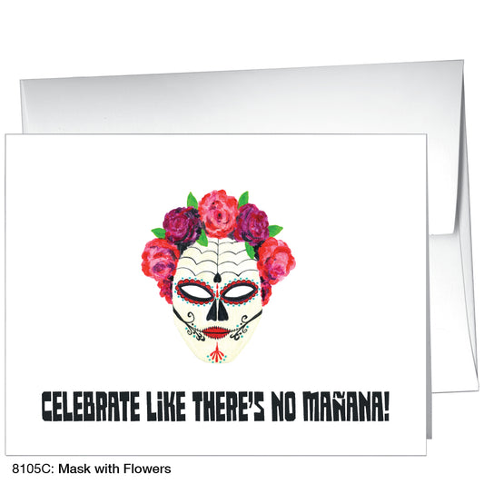 Mask With Flowers, Greeting Card (8105C)
