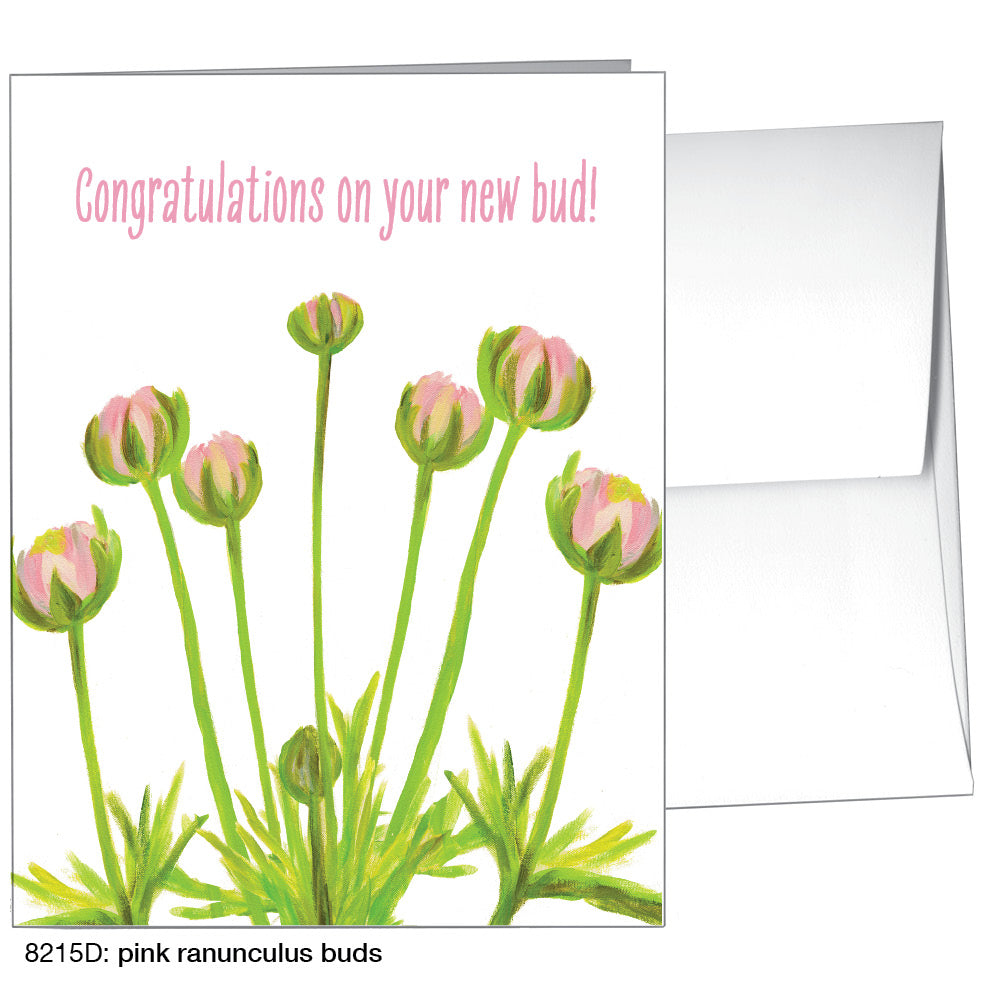 Pink Ranunculus Buds, Greeting Card (8215D)