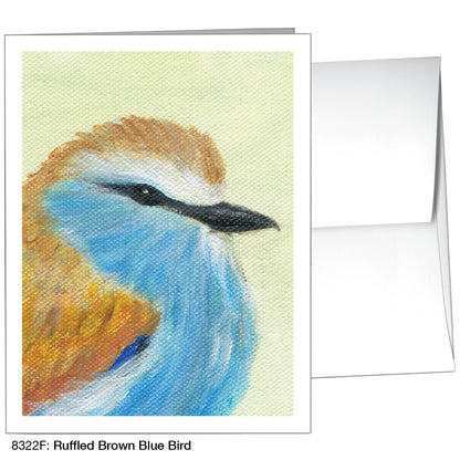 Ruffled Brown Blue Bird, Greeting Card (8322F)