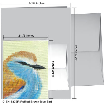 Ruffled Brown Blue Bird, Greeting Card (8322F)
