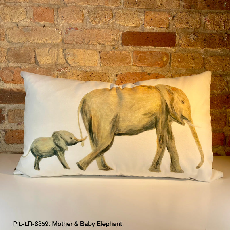Mother & Baby Elephant, Pillow (#8359)