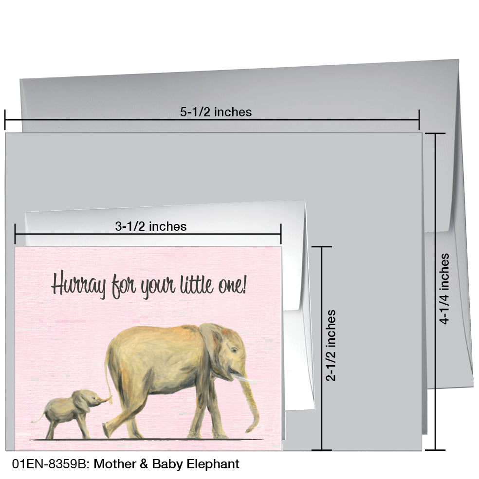 Mother & Baby Elephant, Greeting Card (8359B)
