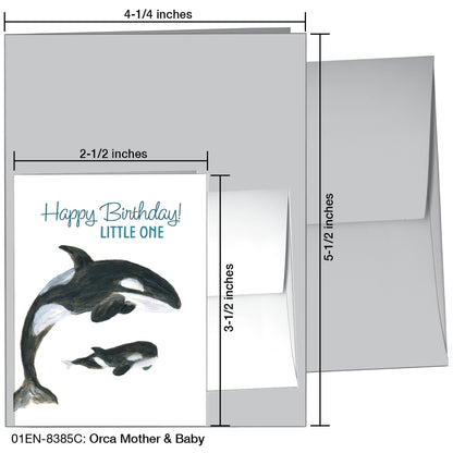 Orca Mother & Baby, Greeting Card (8385C)