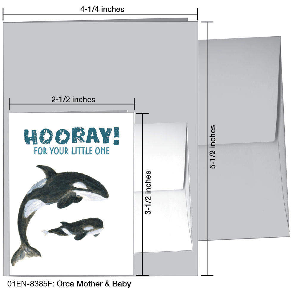 Orca Mother & Baby, Greeting Card (8385F)