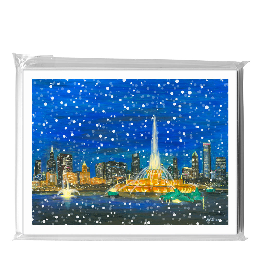 Buckingham Fountain At Night, Chicago, Greeting Card (8390A)