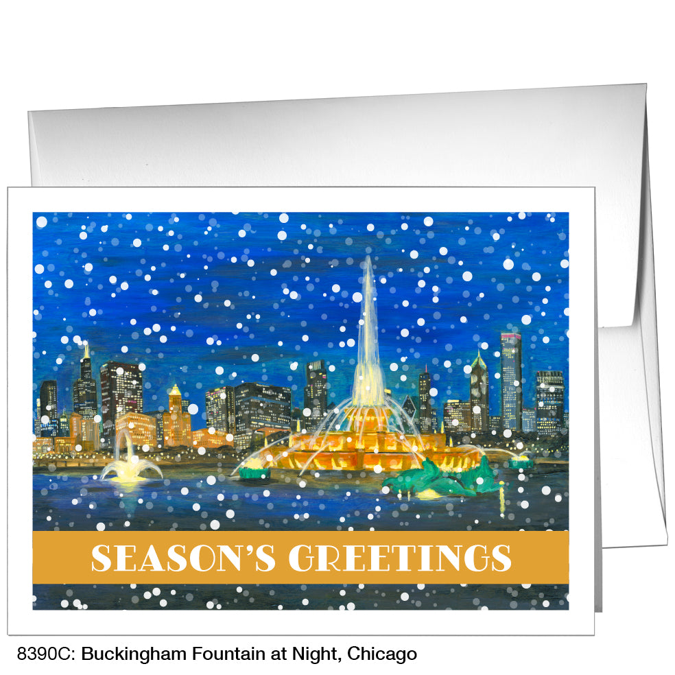 Buckingham Fountain At Night, Chicago, Greeting Card (8390C)