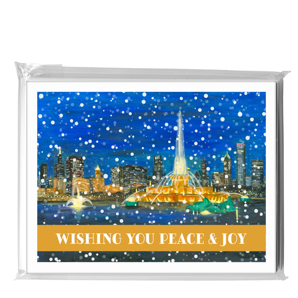 Buckingham Fountain At Night, Chicago, Greeting Card (8390D)