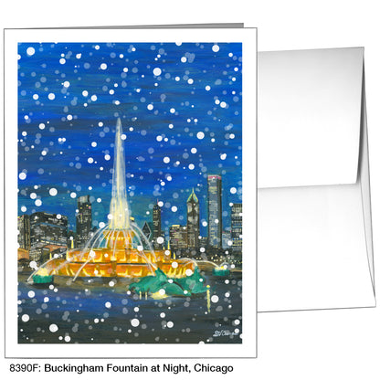 Buckingham Fountain At Night, Chicago, Greeting Card (8390F)