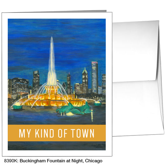 Buckingham Fountain At Night, Chicago, Greeting Card (8390K)