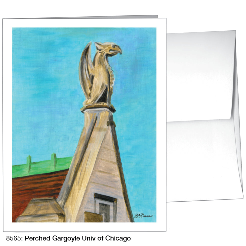 Perched Gargoyle U Of Chicago, Greeting Card (8565)