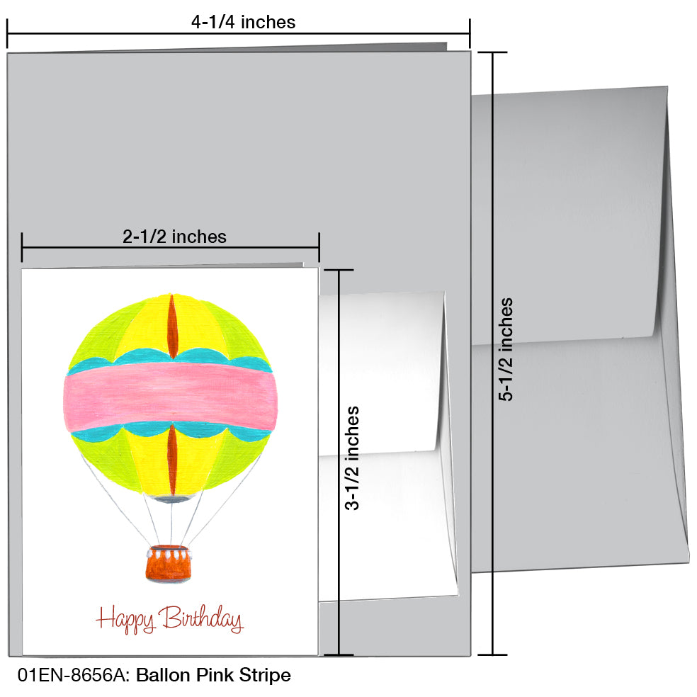Balloon Pink Stripe, Greeting Card (8656A)
