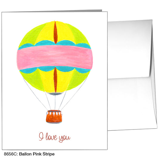 Balloon Pink Stripe, Greeting Card (8656C)