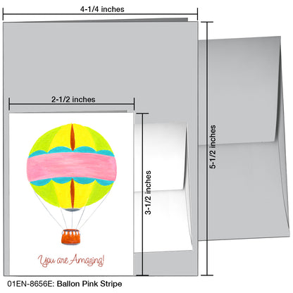 Balloon Pink Stripe, Greeting Card (8656E)