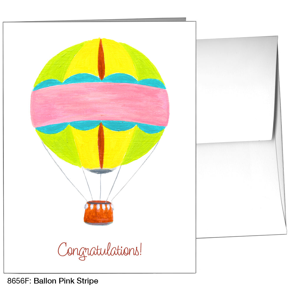 Balloon Pink Stripe, Greeting Card (8656F)