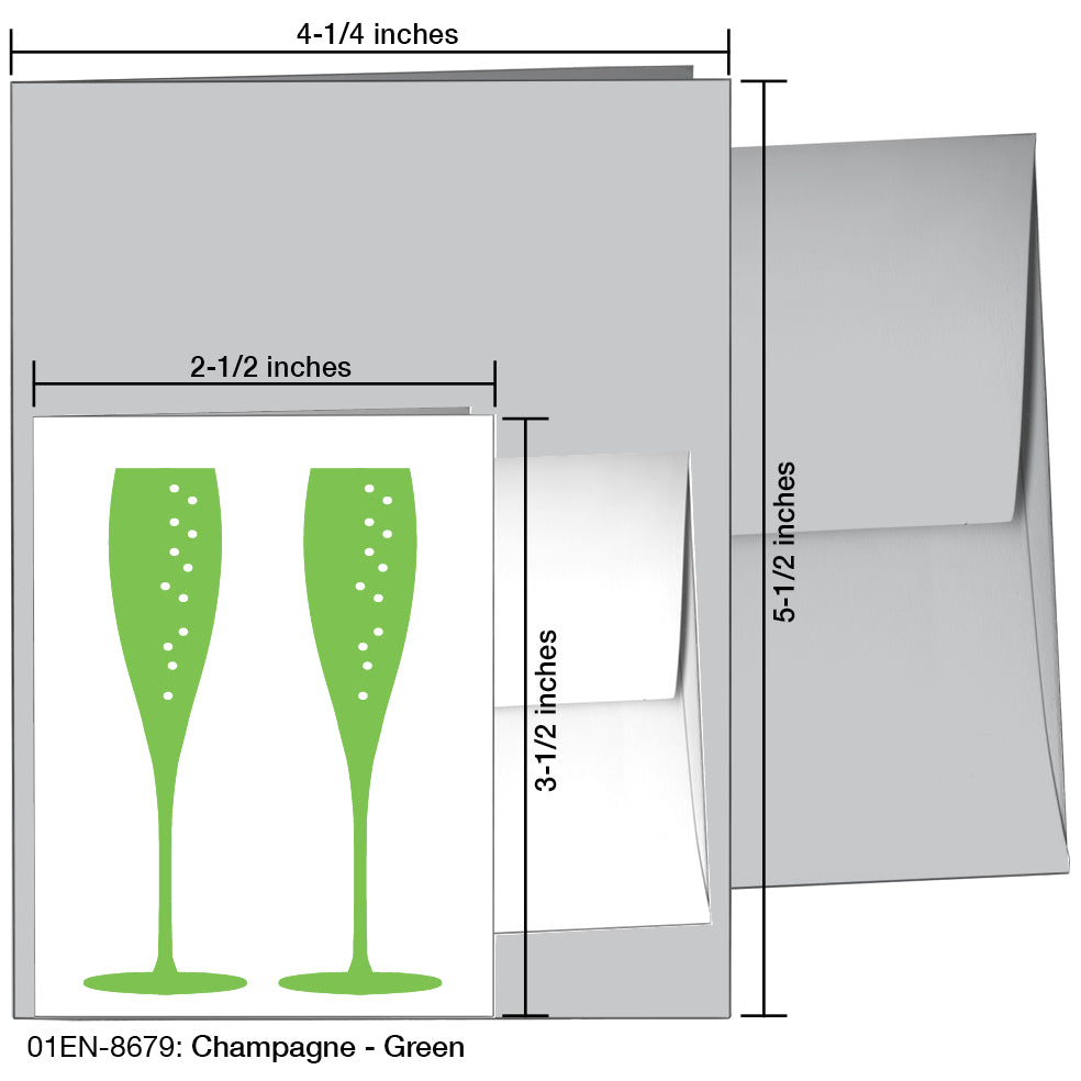 Champagne - Green, Greeting Card (8679)