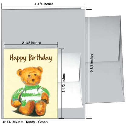 Teddy - Green, Greeting Card (8691M)