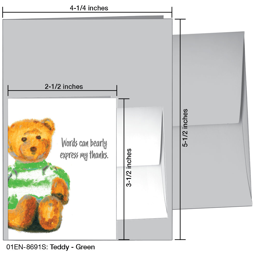 Teddy - Green, Greeting Card (8691S)