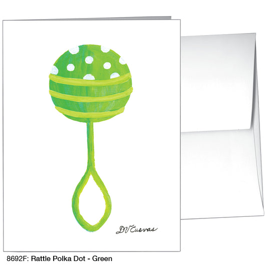 Rattle Polka Dot - Green, Greeting Card (8692F)