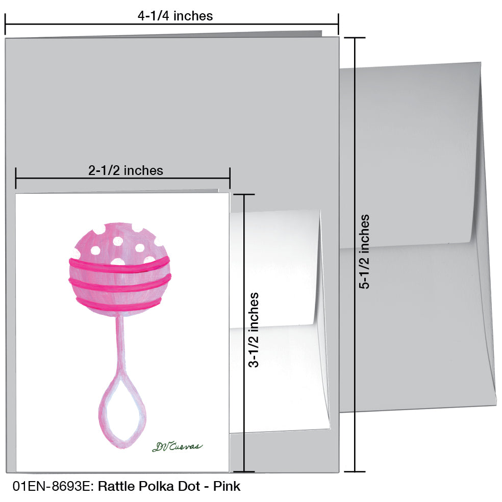Rattle Polka Dot - Pink, Greeting Card (8693E)