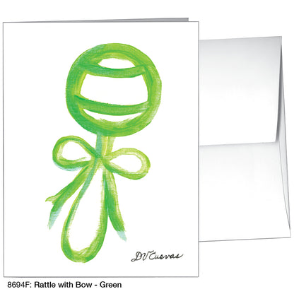 Rattle With Bow - Green, Greeting Card (8694F)