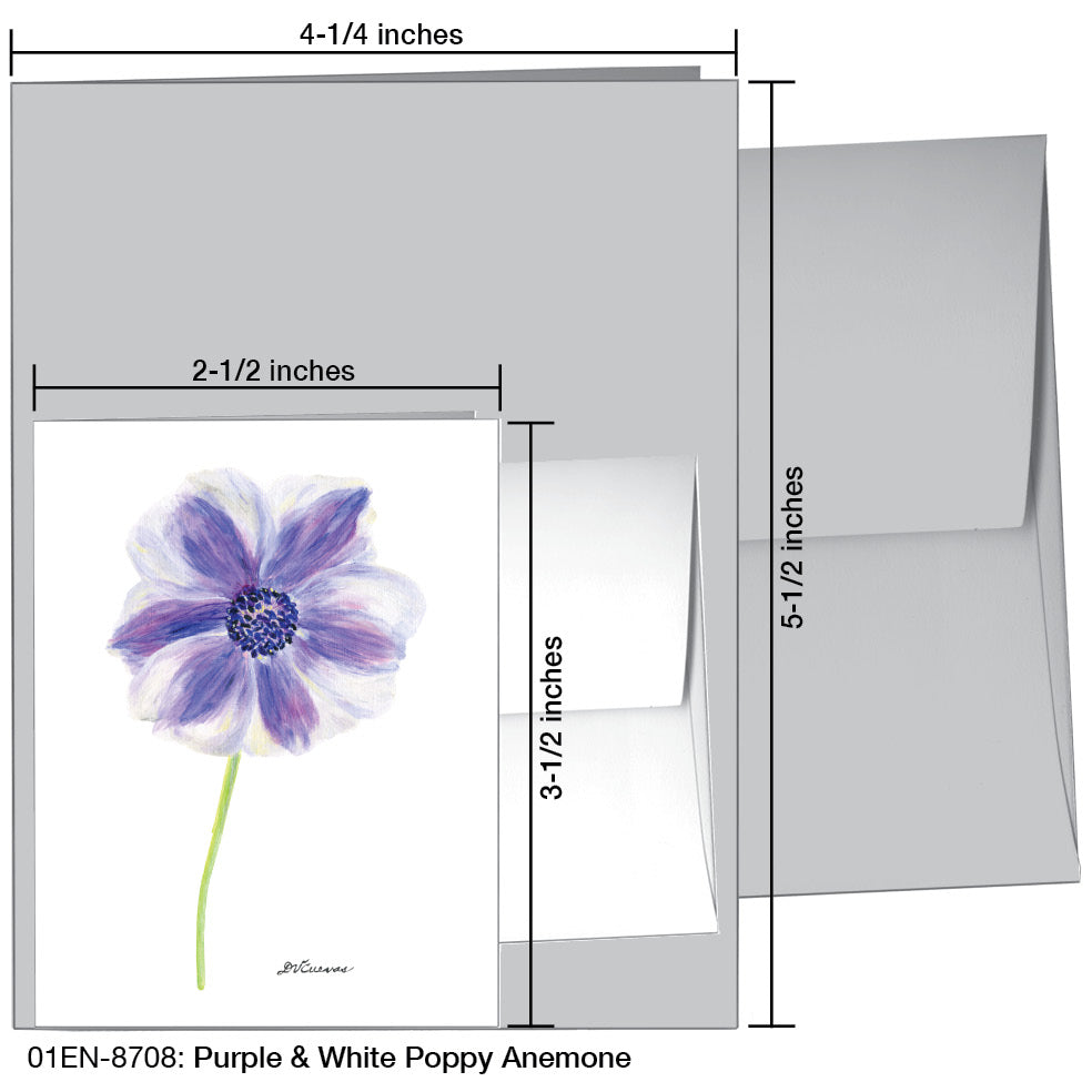 Purple & White Poppy Anemone, Greeting Card (8708)