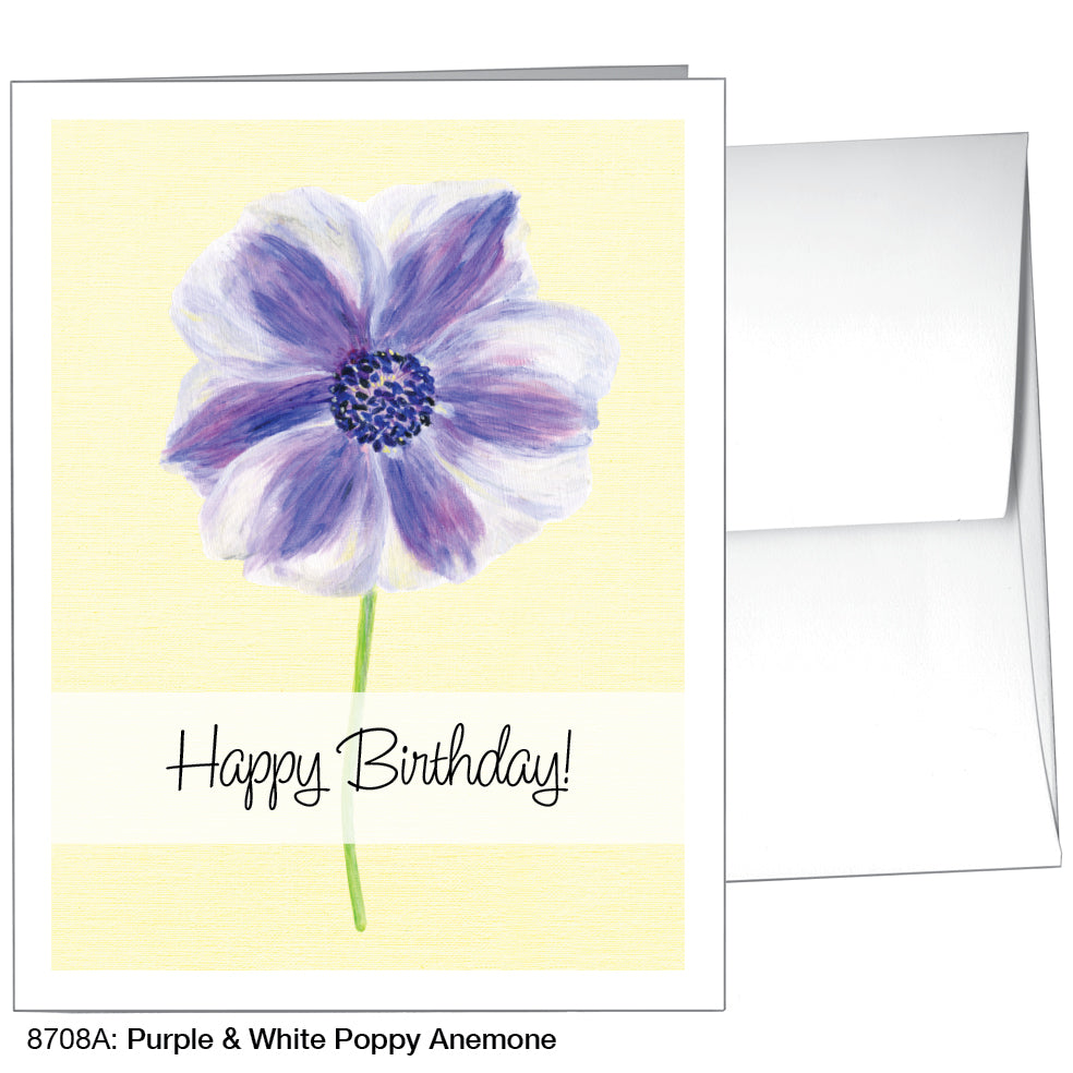 Purple & White Poppy Anemone, Greeting Card (8708A)