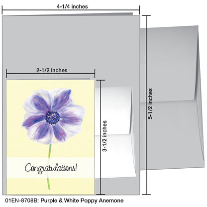 Purple & White Poppy Anemone, Greeting Card (8708B)