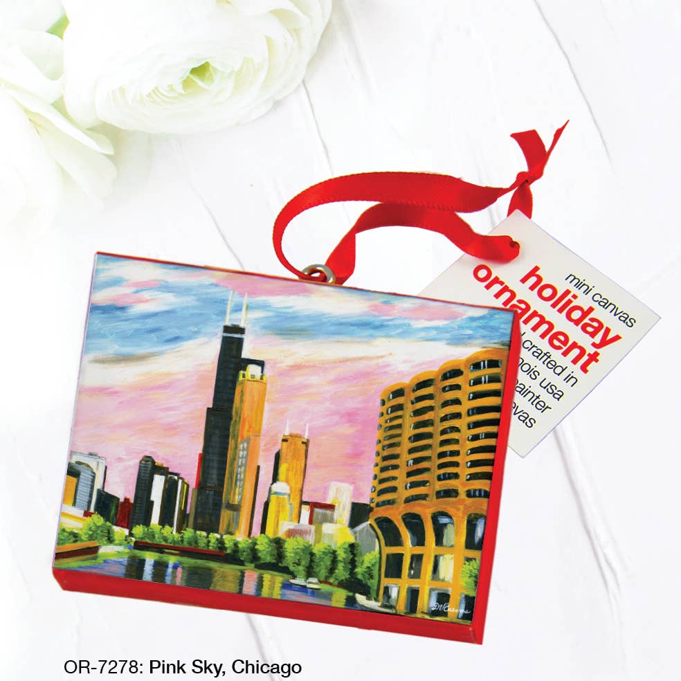 Pink Sky, Chicago, Ornament (OR-7278)